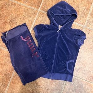RARE Y2K Juicy Couture Terry Cloth hoodie set in purple size small